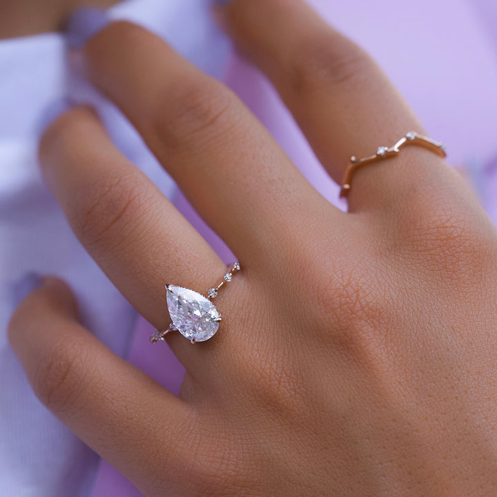 The Hidden Halo Morgan Pear Lab Diamond Moissanite Engagement Ring *Shown with 2 ct #material_rose