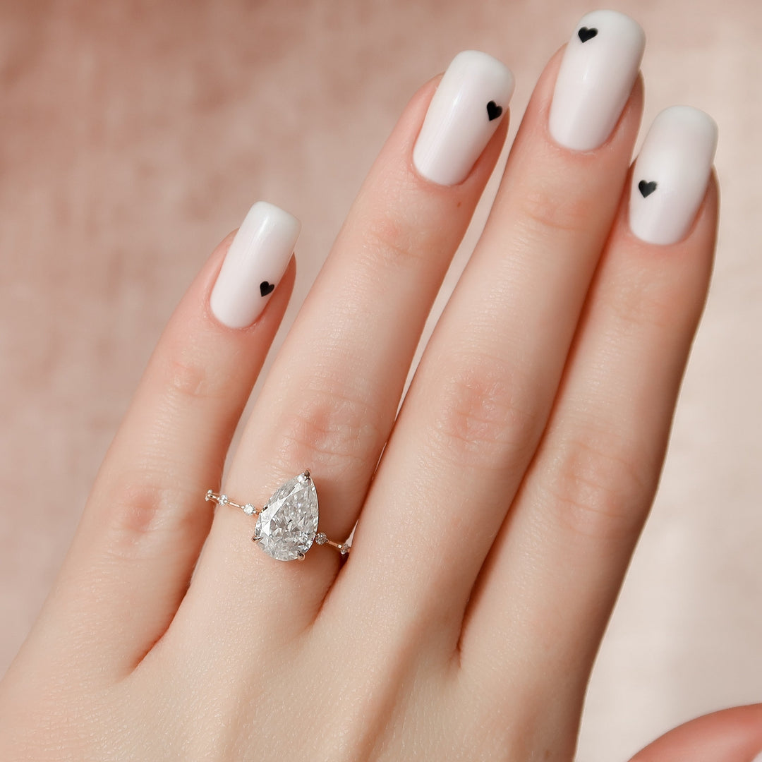 The Hidden Halo Morgan Pear Lab Diamond Moissanite Engagement Ring