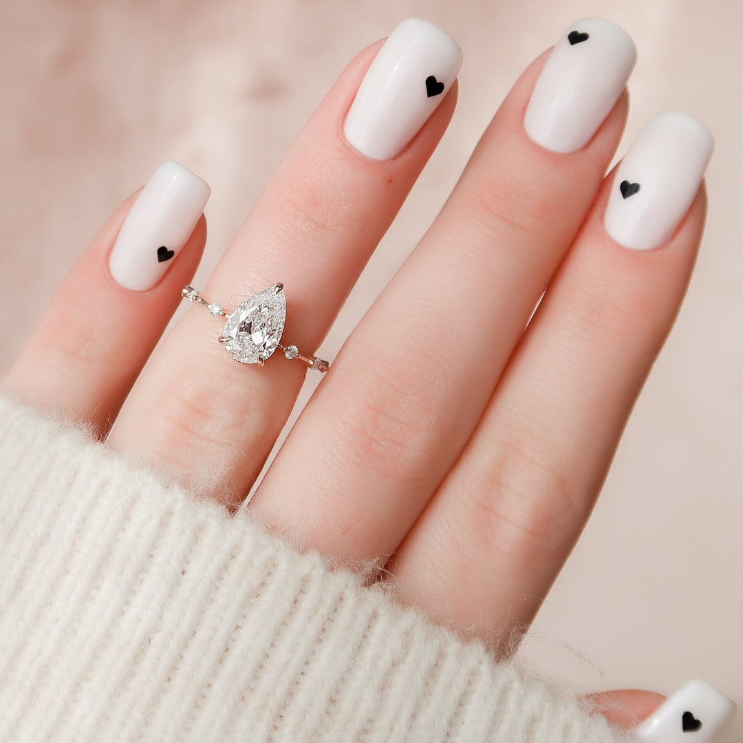 The Hidden Halo Morgan Pear Lab Diamond Moissanite Engagement Ring
