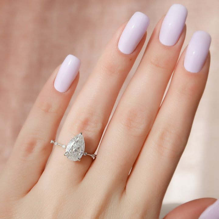 The Hidden Halo Morgan Pear Lab Diamond Moissanite Engagement Ring *Shown with 2.5 ct #material_white