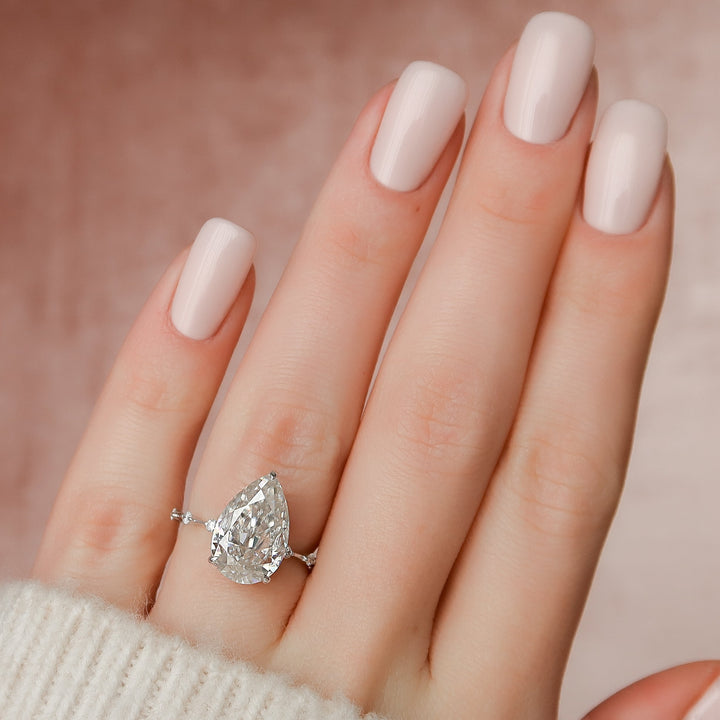 The Hidden Halo Morgan Pear Lab Diamond Moissanite Engagement Ring *Shown with 4.5 ct #material_white
