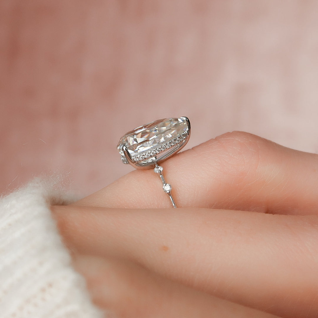The Hidden Halo Morgan Pear Lab Diamond Moissanite Engagement Ring
