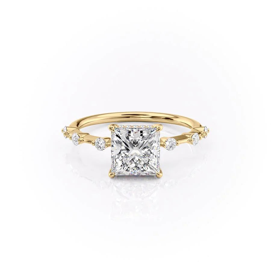 The Hidden Halo Morgan Set With Princess Side Stone Lab Diamond 1 Carat 14K Gold#material_14k-gold