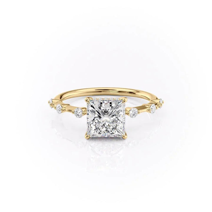 The Hidden Halo Morgan Set With Princess Side Stone Lab Diamond 1 Carat 18K Gold#material_18k-gold