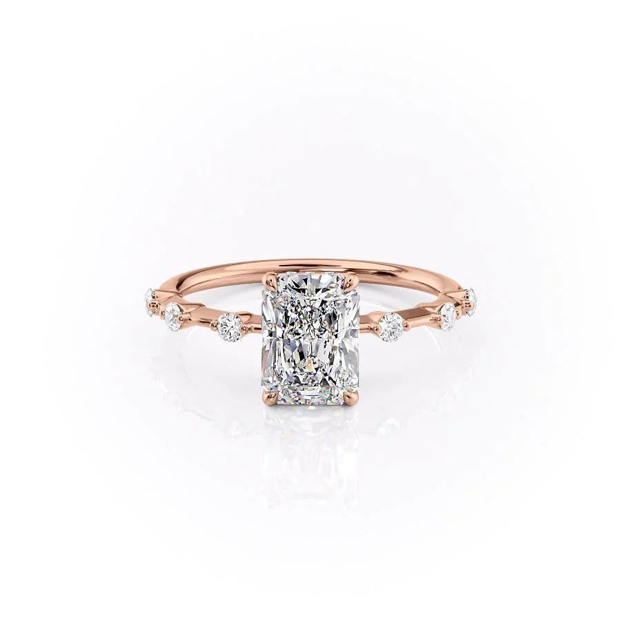 The Hidden Halo Morgan Set With Radiant Side Stone Lab Diamond 1 Carat 14K Rose#material_14k-rose