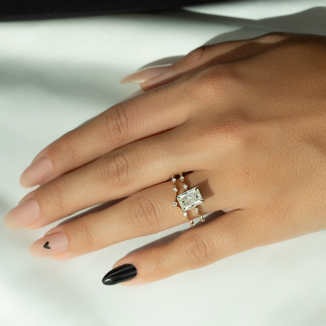 The Hidden Halo Morgan Radiant Lab Diamond Moissanite Engagement Ring