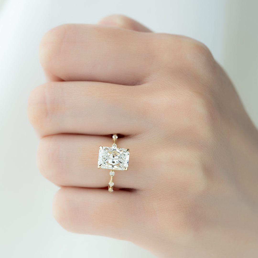 The Hidden Halo Morgan Radiant Lab Diamond Moissanite Engagement Ring