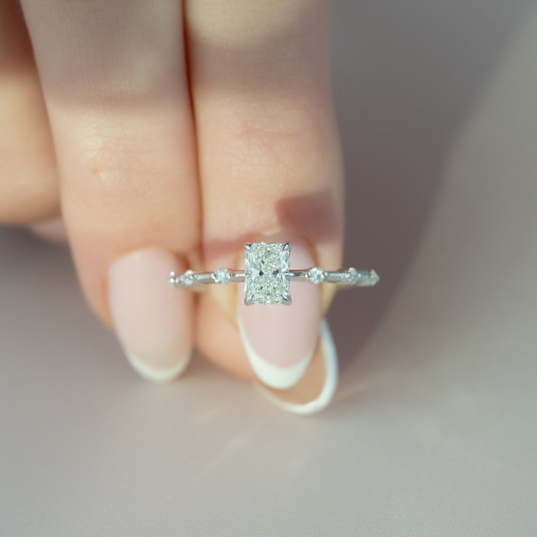 The Hidden Halo Morgan Radiant Lab Diamond Moissanite Engagement Ring