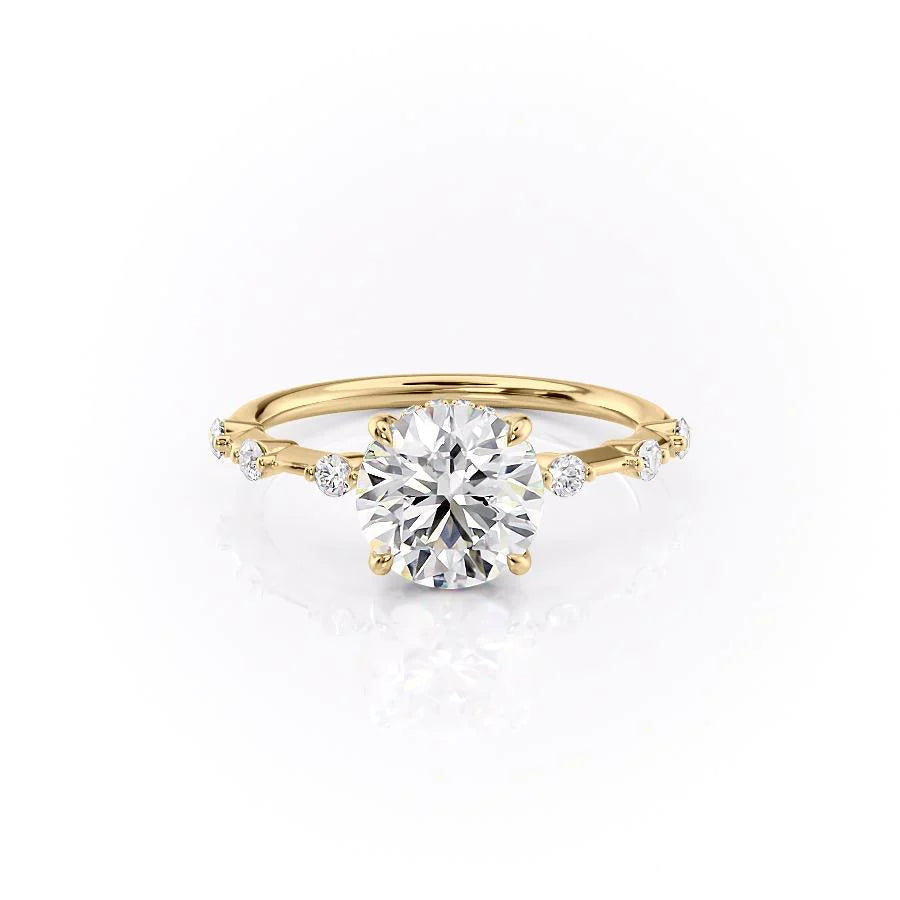 The Hidden Halo Morgan Set With Round Side Stone Moissanite#material_14k-gold