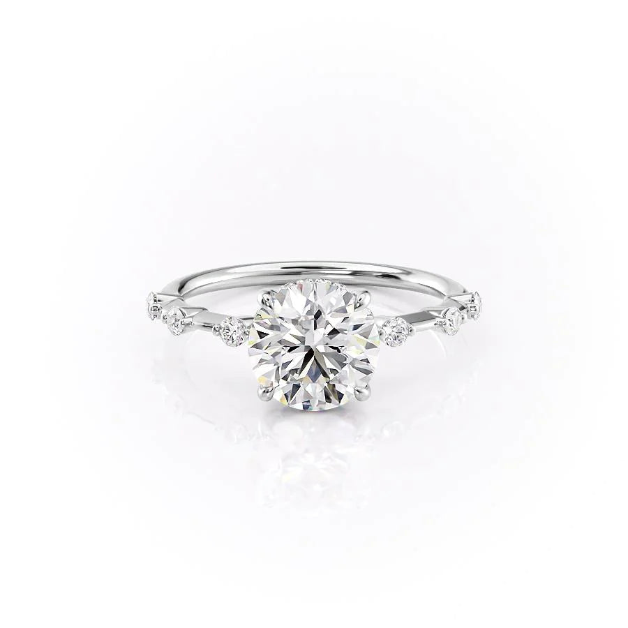 The Hidden Halo Morgan Set With Round Side Stone Lab Diamond 1 Carat 14K White#material_14k-white