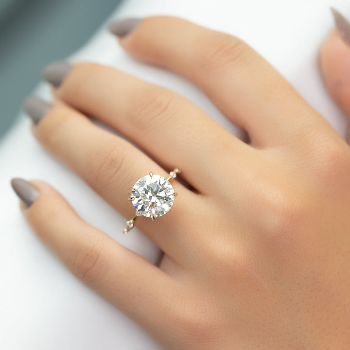 The Hidden Halo Morgan Round Lab Diamond Moissanite Engagement Ring *Shown with 5 ct #material_gold
