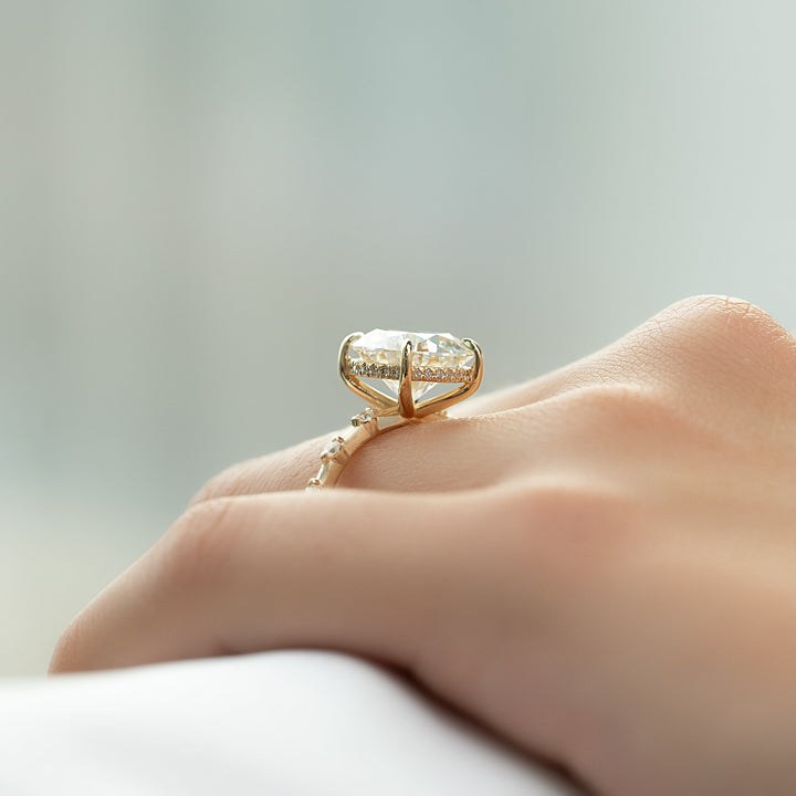 The Hidden Halo Morgan Round Lab Diamond Moissanite Engagement Ring *Shown with 5 ct #material_gold