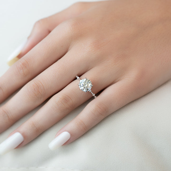 The Hidden Halo Morgan Round Lab Diamond Moissanite Engagement Ring *Shown with 2.5 ct #material_white