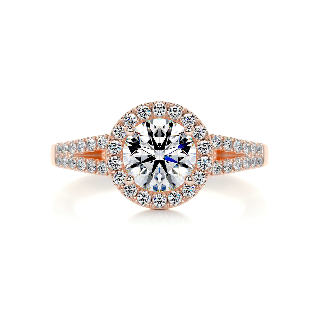 The Holly Moissanite & Diamonds Ring Moissanite 14K Rose 1 Carat Round#material_14k-rose