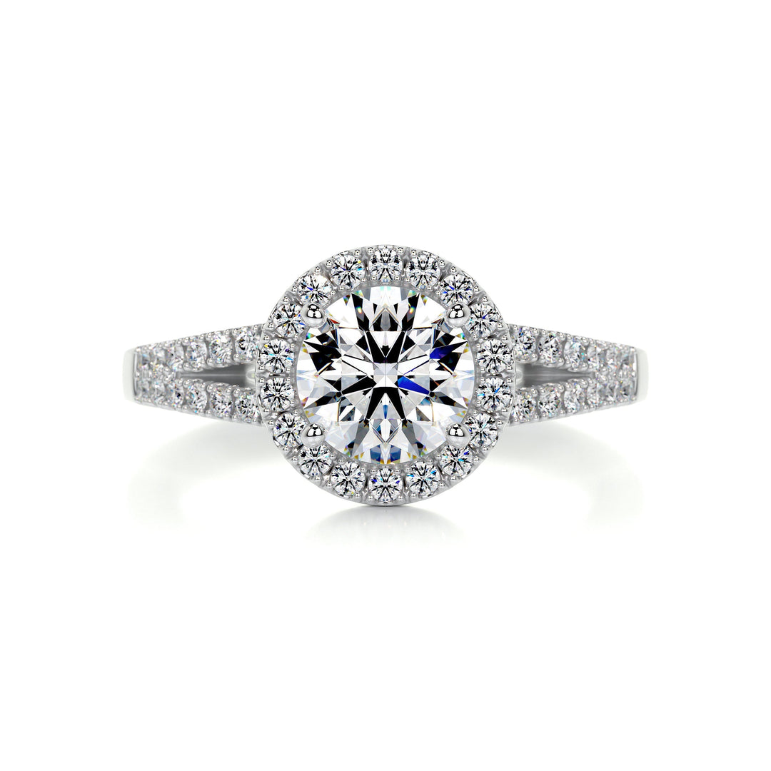 The Holly Moissanite & Diamonds Ring Moissanite 14K White 1 Carat Round#material_14k-white