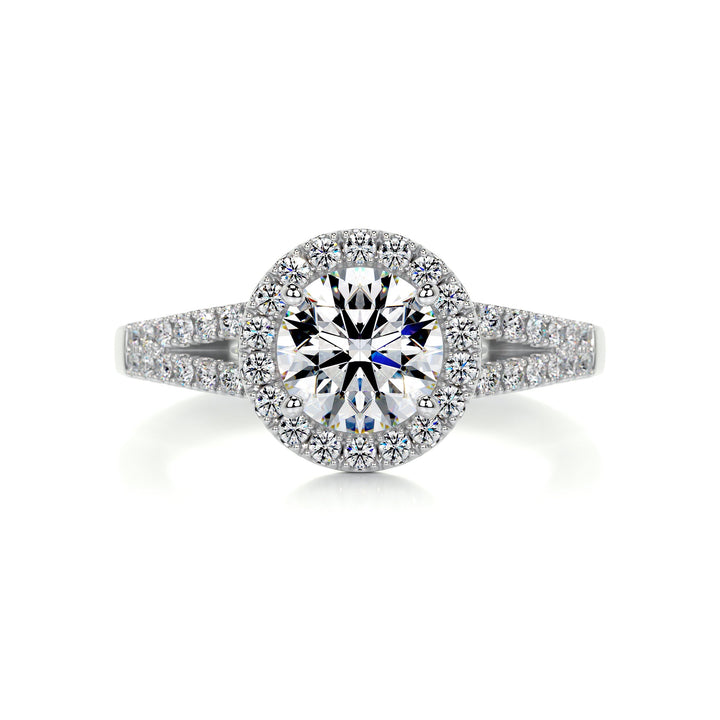 The Holly Moissanite & Diamonds Ring Moissanite 14K White 1 Carat Round#material_14k-white