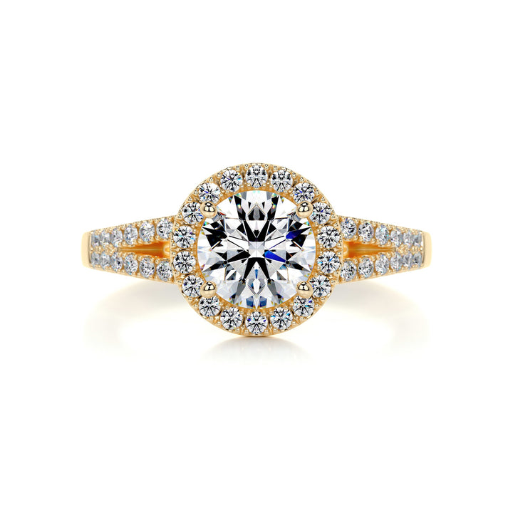 The Holly Moissanite & Diamonds Ring Moissanite 18K Gold 1 Carat Round#material_18k-gold