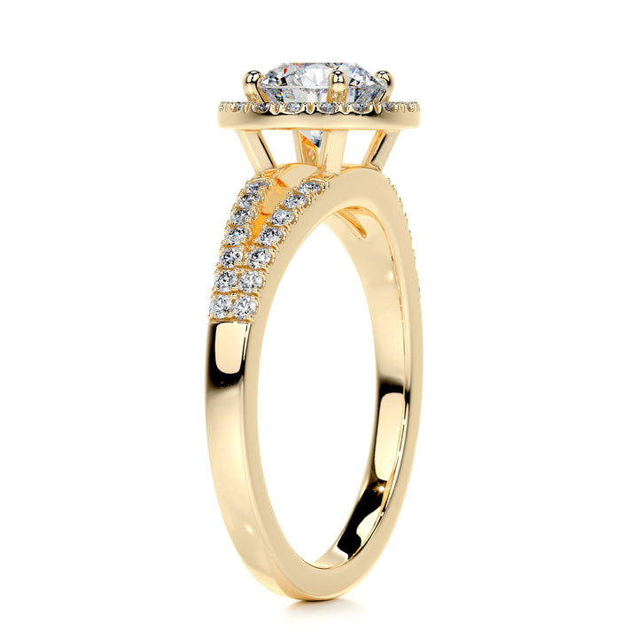 The Holly Moissanite & Diamonds Ring Moissanite 18K Gold 2 Carat Round#material_18k-gold