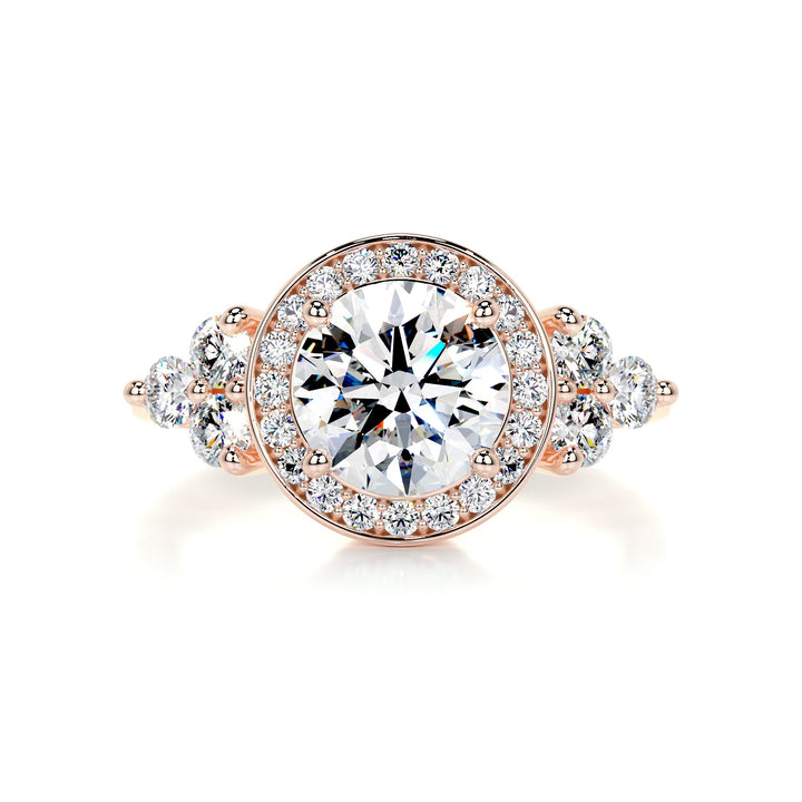 The Indigo Moissanite & Diamonds Ring Moissanite 14K Rose 1 Carat Round#material_14k-rose