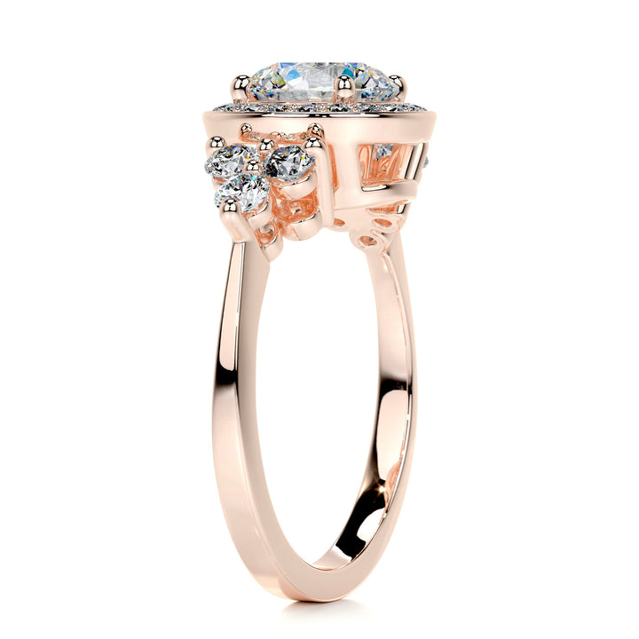 The Indigo Moissanite & Diamonds Ring Moissanite 14K Rose 2 Carat Round#material_14k-rose