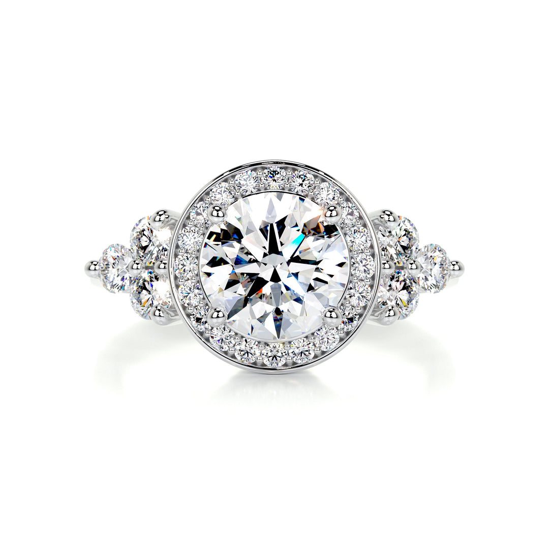 The Indigo Moissanite & Diamonds Ring Moissanite 14K White 1 Carat Round#material_14k-white