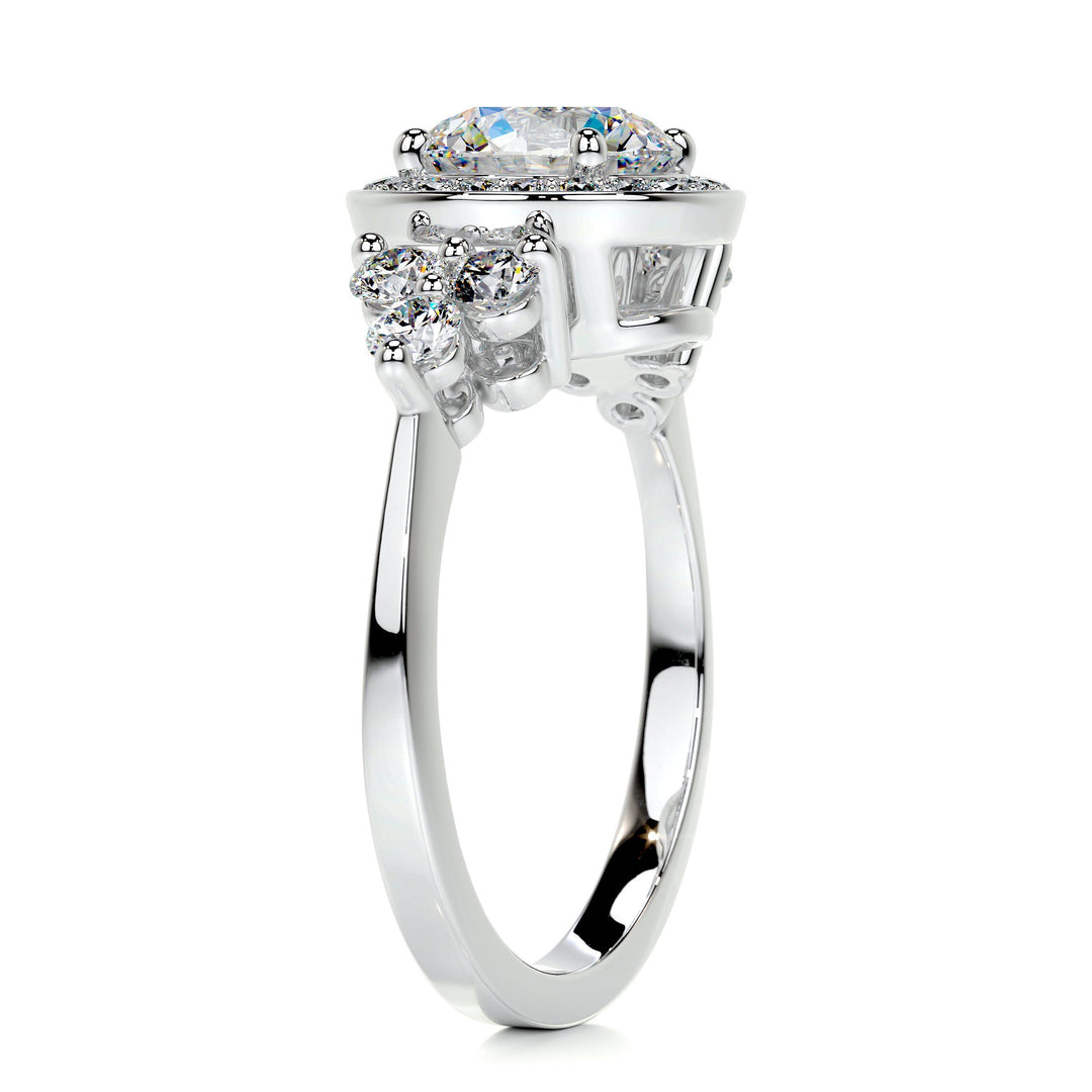 The Indigo Moissanite & Diamonds Ring Moissanite 14K White 2 Carat Round#material_14k-white