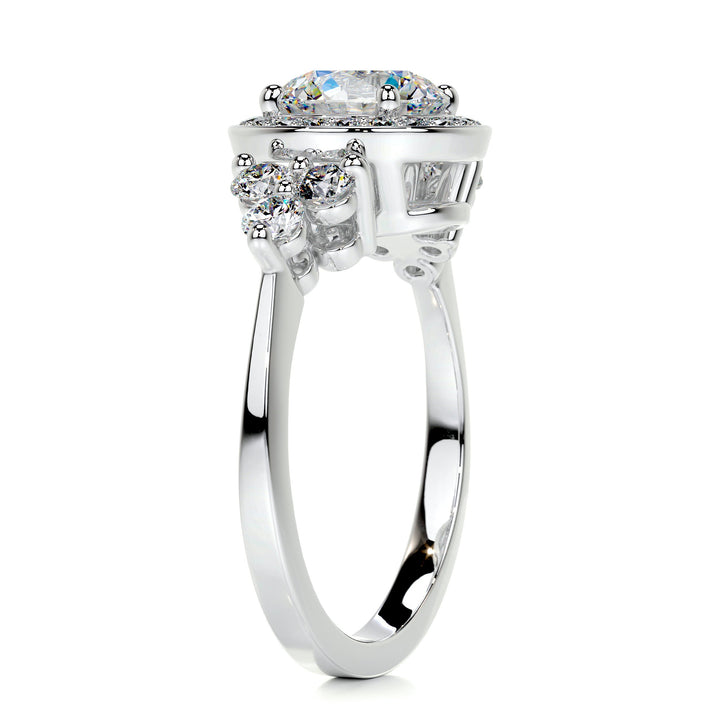 The Indigo Moissanite & Diamonds Ring Moissanite 18K White 2 Carat Round#material_18k-white