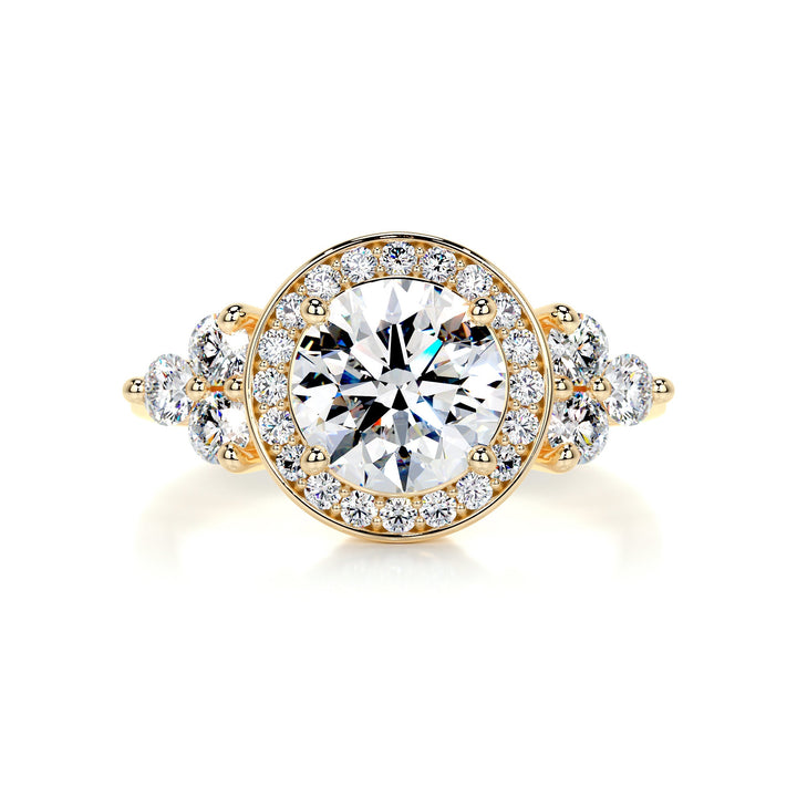 The Indigo Moissanite & Diamonds Ring Moissanite 18K Gold 1 Carat Round#material_18k-gold