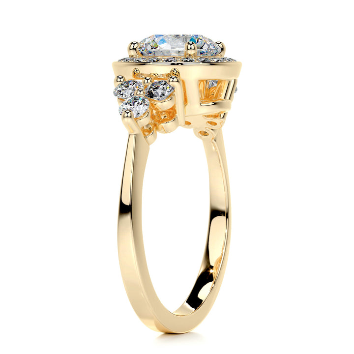 The Indigo Moissanite & Diamonds Ring Moissanite 18K Gold 2 Carat Round#material_18k-gold