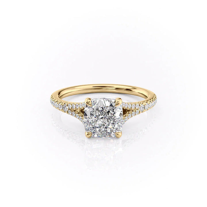 The Jessie Set With Cushion Pave Lab Diamond 1 Carat 14K Gold#material_14k-gold