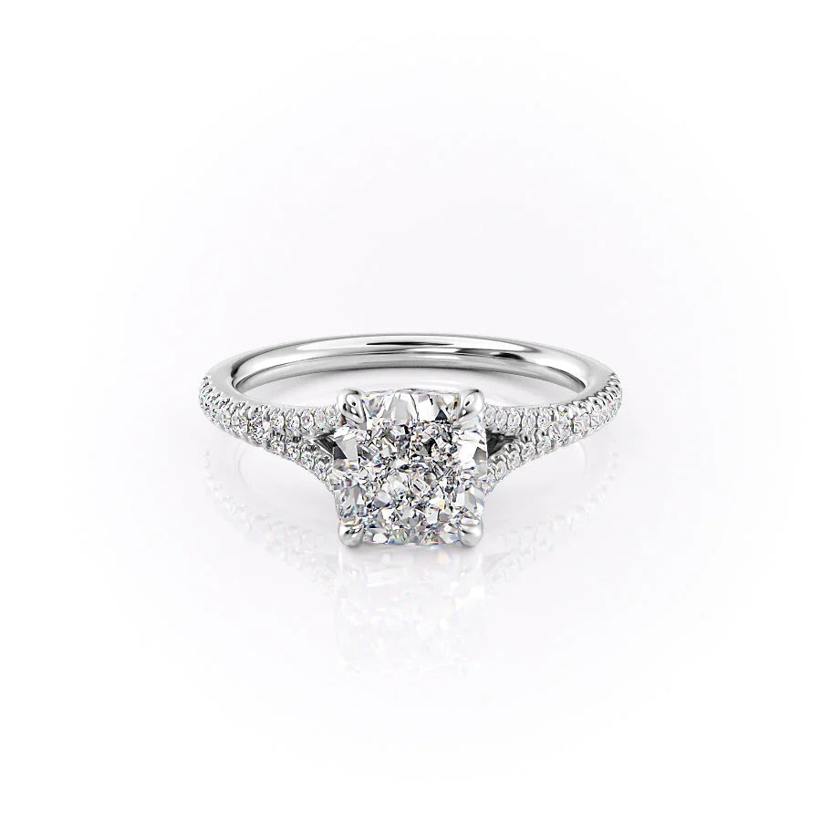 The Jessie Set With Cushion Pave Lab Diamond 1 Carat 14K White#material_14k-white