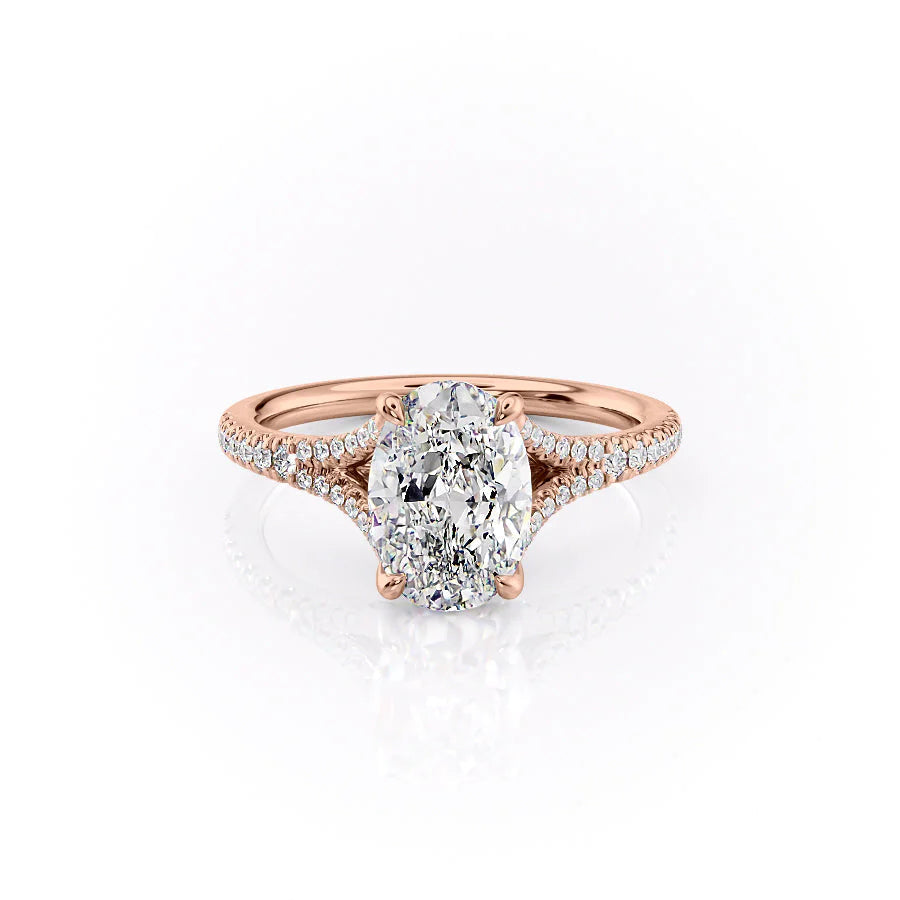 The Jessie Set With Oval Pave Lab Diamond 1 Carat 14K Rose#material_14k-rose