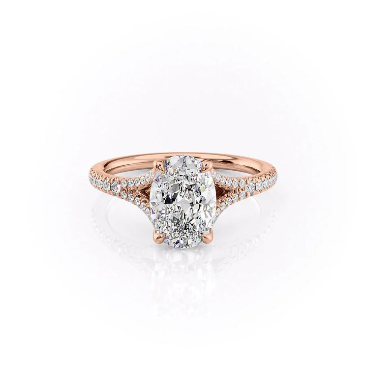 The Jessie Set With Oval Pave Lab Diamond 1 Carat 14K Rose#material_14k-rose