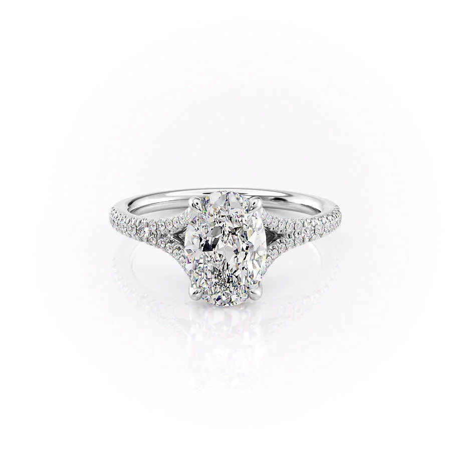 The Jessie Set With Oval Pave Lab Diamond 1 Carat 14K White#material_14k-white