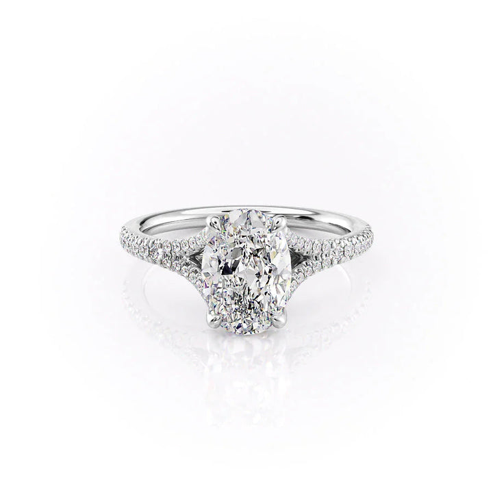 The Jessie Set With Oval Pave Lab Diamond 1 Carat 14K White#material_14k-white