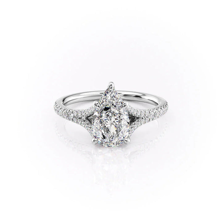 The Jessie Set With Pear Pave Lab Diamond 1 Carat 14K White#material_14k-white