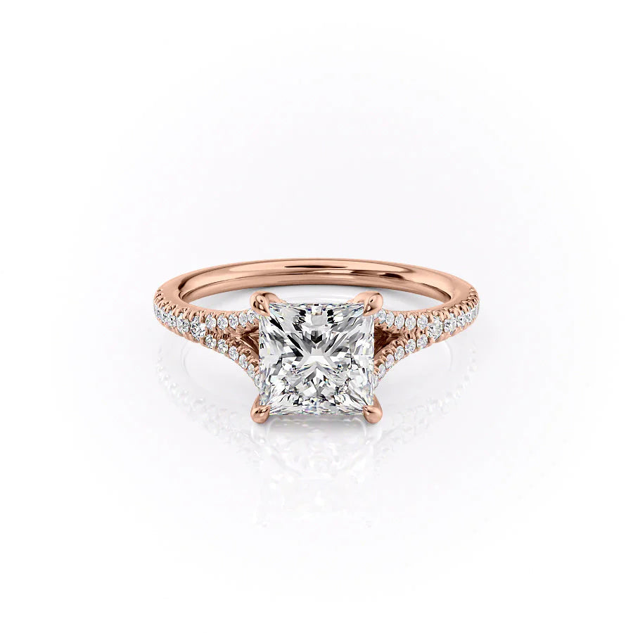 The Jessie Set With Princess Pave Lab Diamond 1 Carat 14K Rose#material_14k-rose