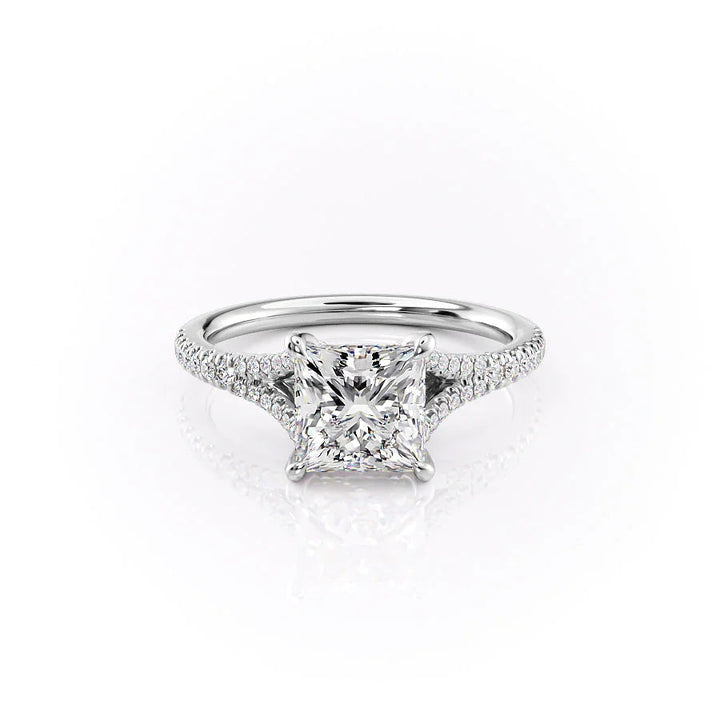 The Jessie Set With Princess Pave Lab Diamond 1 Carat 14K White#material_14k-white