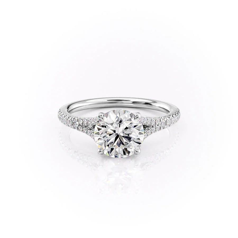 The Jessie Set With Round Pave Lab Diamond 1 Carat 18K White#material_18k-white