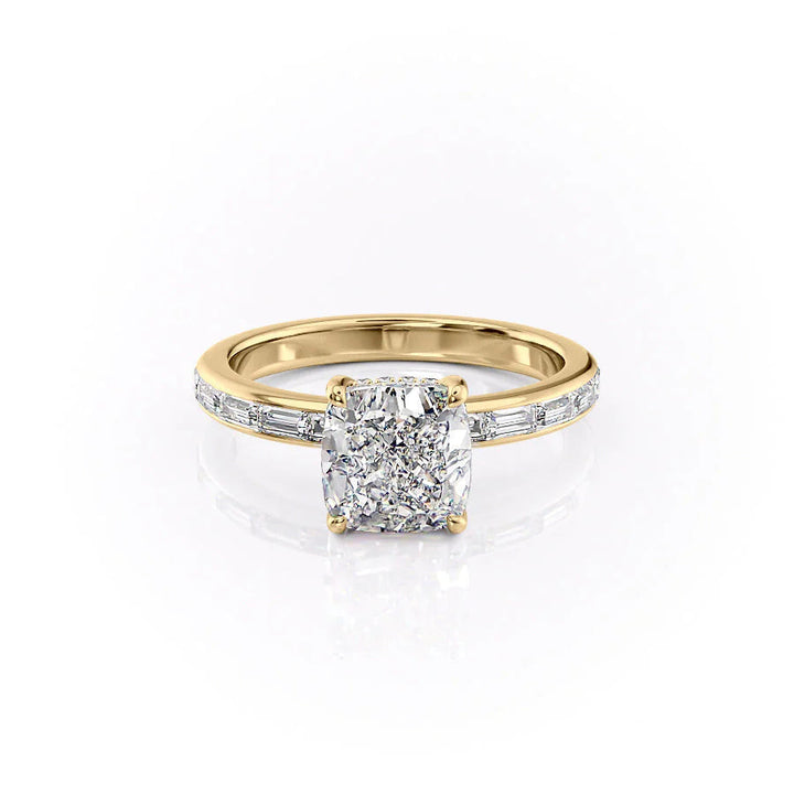 The Johanna Set With Cushion Side Stone Lab Diamond 1 Carat 14K Gold#material_14k-gold