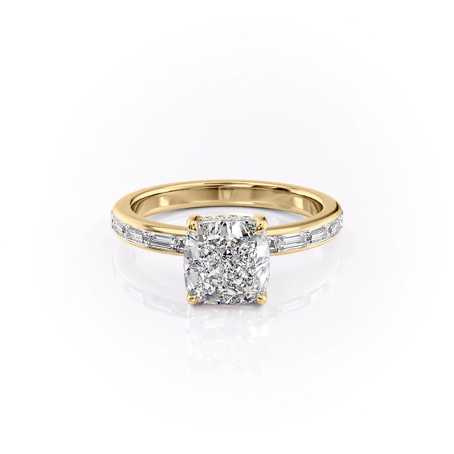 The Johanna Set With Cushion Side Stone Moissanite#material_14k-gold