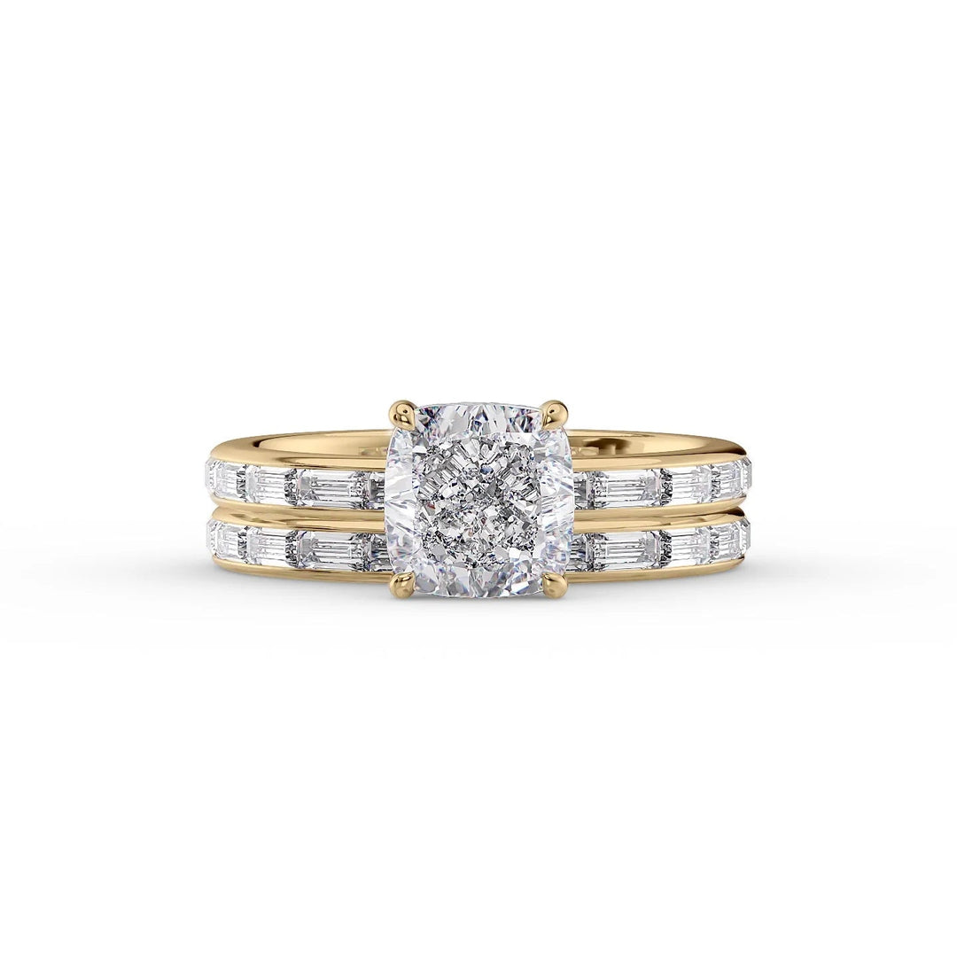 The Johanna Set With Cushion Side Stone Lab Diamond 2 Carat 14K Gold#material_14k-gold