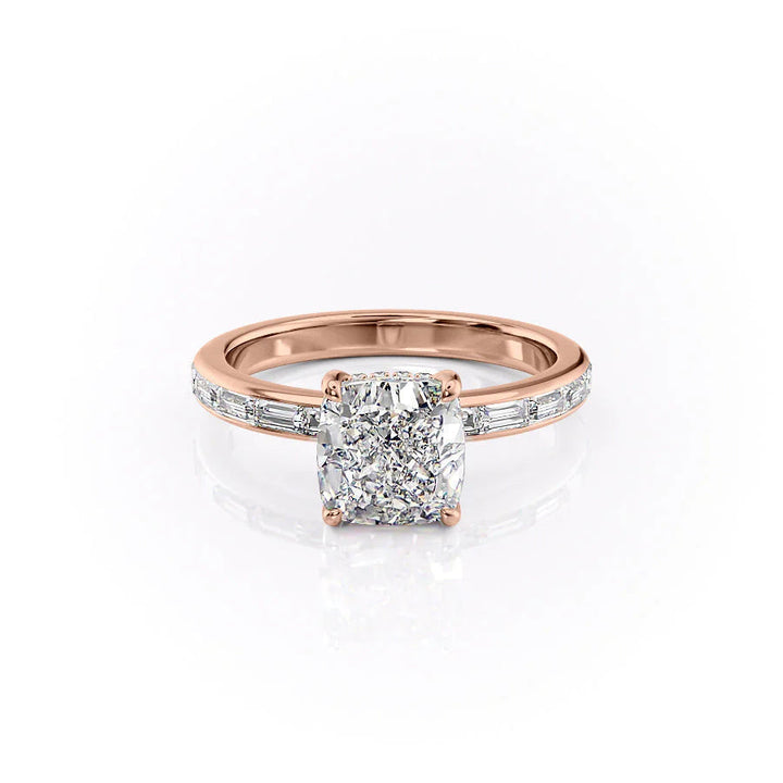 The Johanna Set With Cushion Side Stone Lab Diamond 1 Carat 14K Rose#material_14k-rose