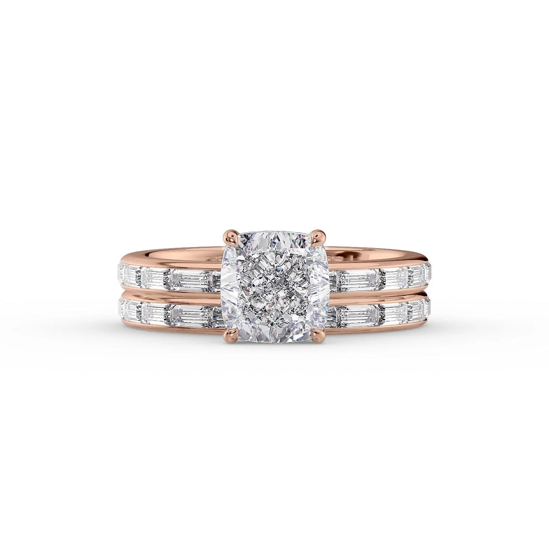 The Johanna Set With Cushion Side Stone Lab Diamond 2 Carat 14K Rose#material_14k-rose