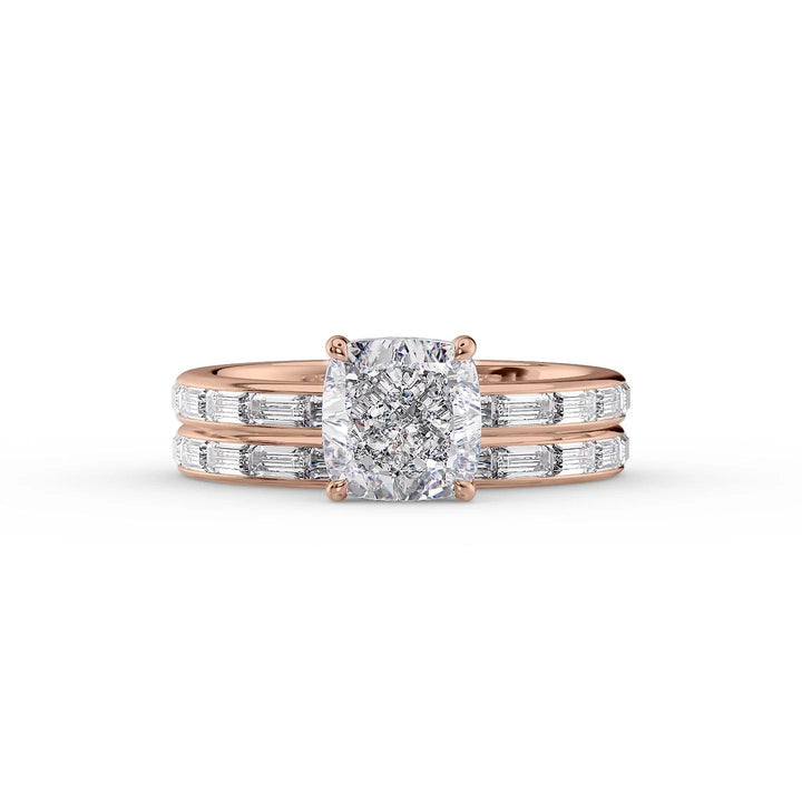 The Johanna Set With Cushion Side Stone Moissanite#material_14k-rose