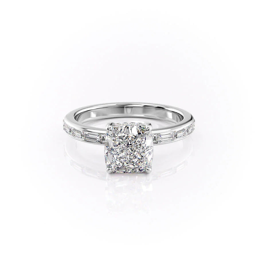 The Johanna Set With Cushion Side Stone Moissanite#material_14k-white