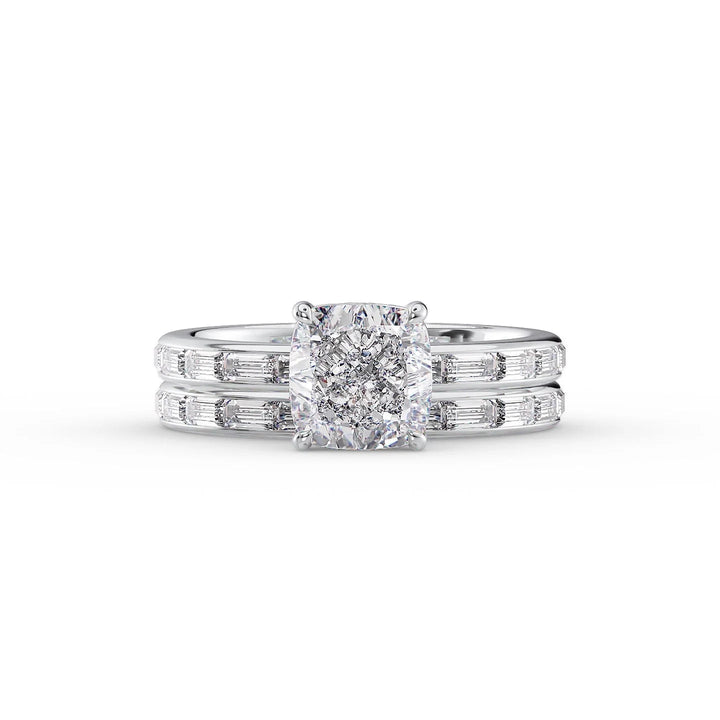 The Johanna Set With Cushion Side Stone Lab Diamond 2 Carat 14K White#material_14k-white