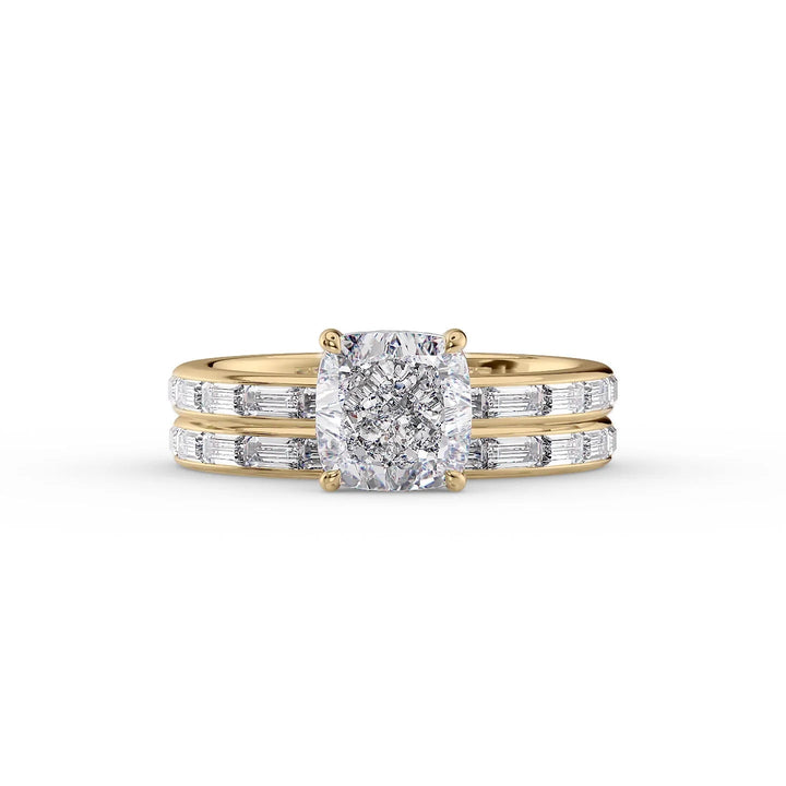 The Johanna Set With Cushion Side Stone Lab Diamond 2 Carat 18K Gold#material_18k-gold