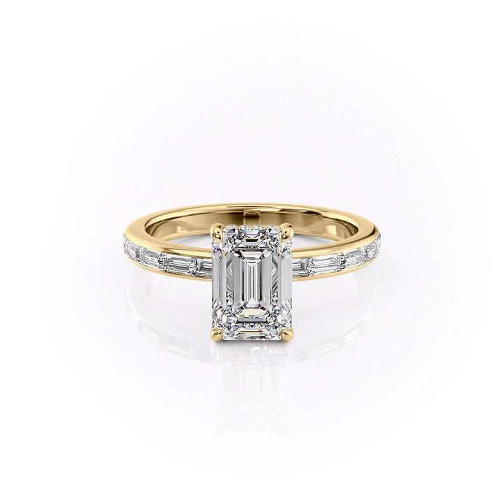 The Johanna Set With Emerald Side Stone Moissanite#material_14k-gold