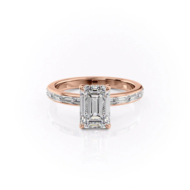 The Johanna Set With Emerald Side Stone Moissanite#material_14k-rose